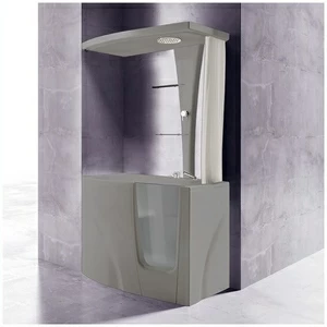 Ванна с кабиной GRUPPO TREESSE GEN-Y TOP STD-V3417|B3411-LX серая угловая сидячая с дверью левосторонняя