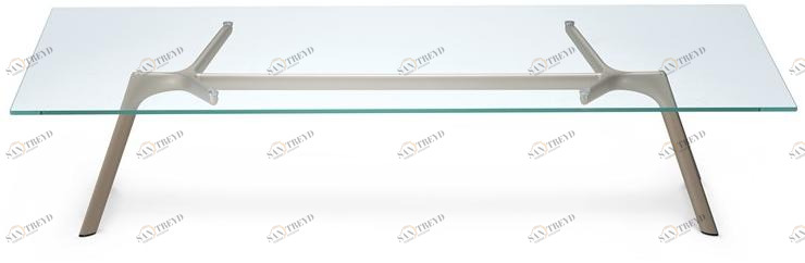 Alias Прямоугольный журнальный столик из алюминия и стекла Dry 45b