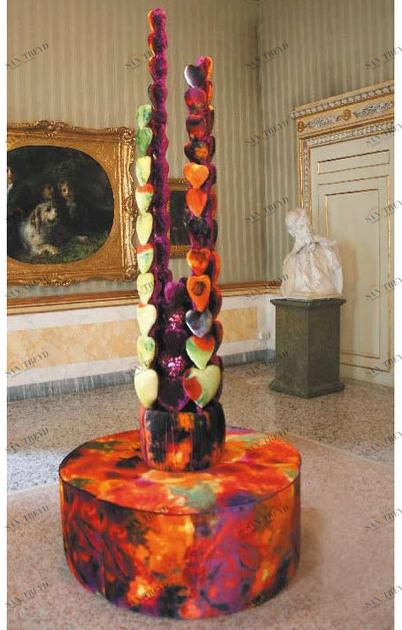 Mirabili Круглая мягкая скамья из ткани с высокой спинкой Carla tolomeo sun-id-1440471