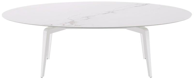 Ligne Roset Овальный стол со столешницей из керамогранита под мрамор  0m50fn5n-0m50fn5w  - Вид №1