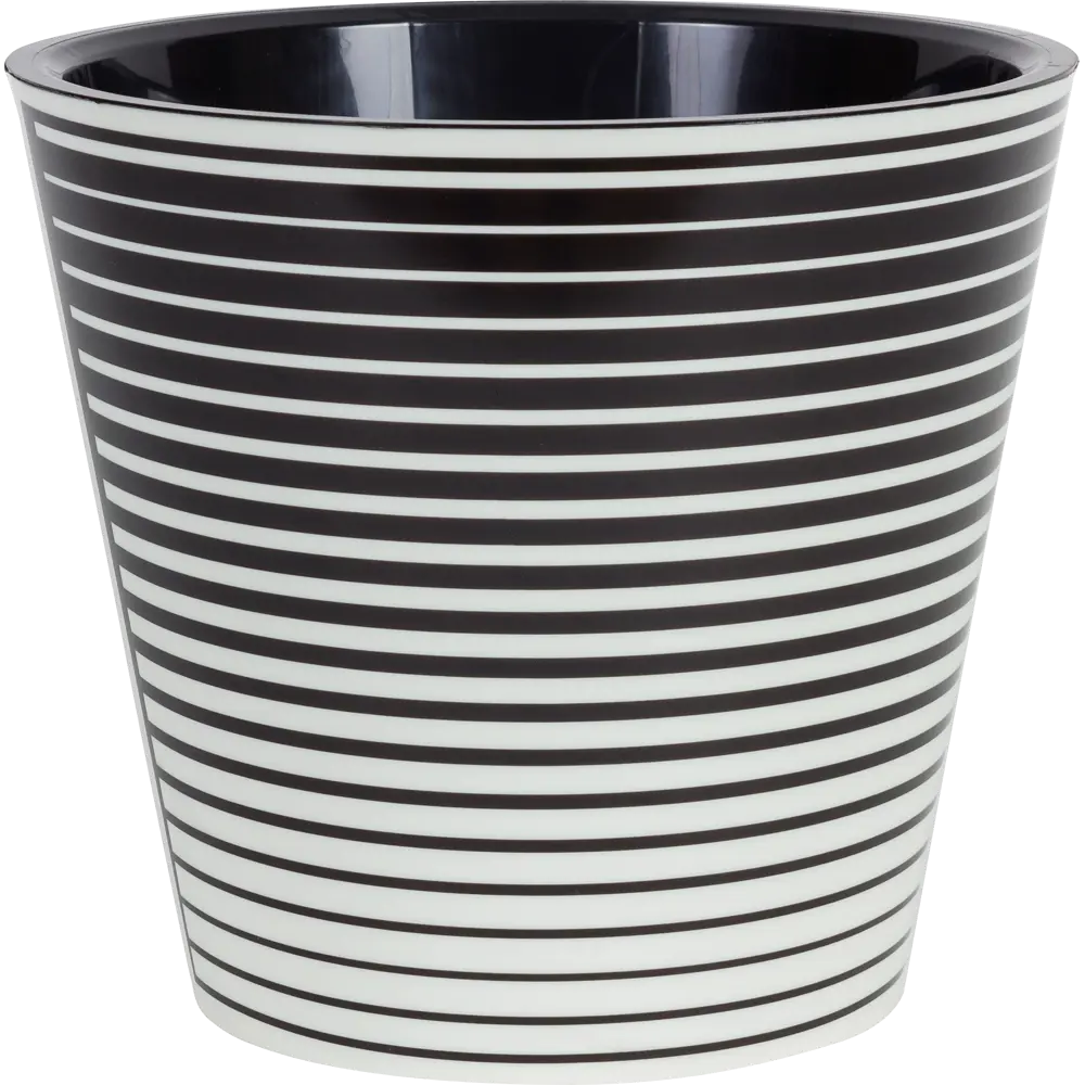 Горшок цветочный Ingreen Фиджи Линии ø23 h20.8 см v5 л пластик чёрный/белый STLM-2181952 - Вид №2
