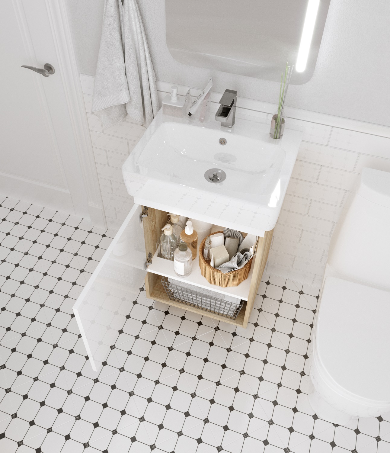 У76065 Тумба Tera 60Н 1д. Дуб Сонома 1 Marka TERA - Вид №3