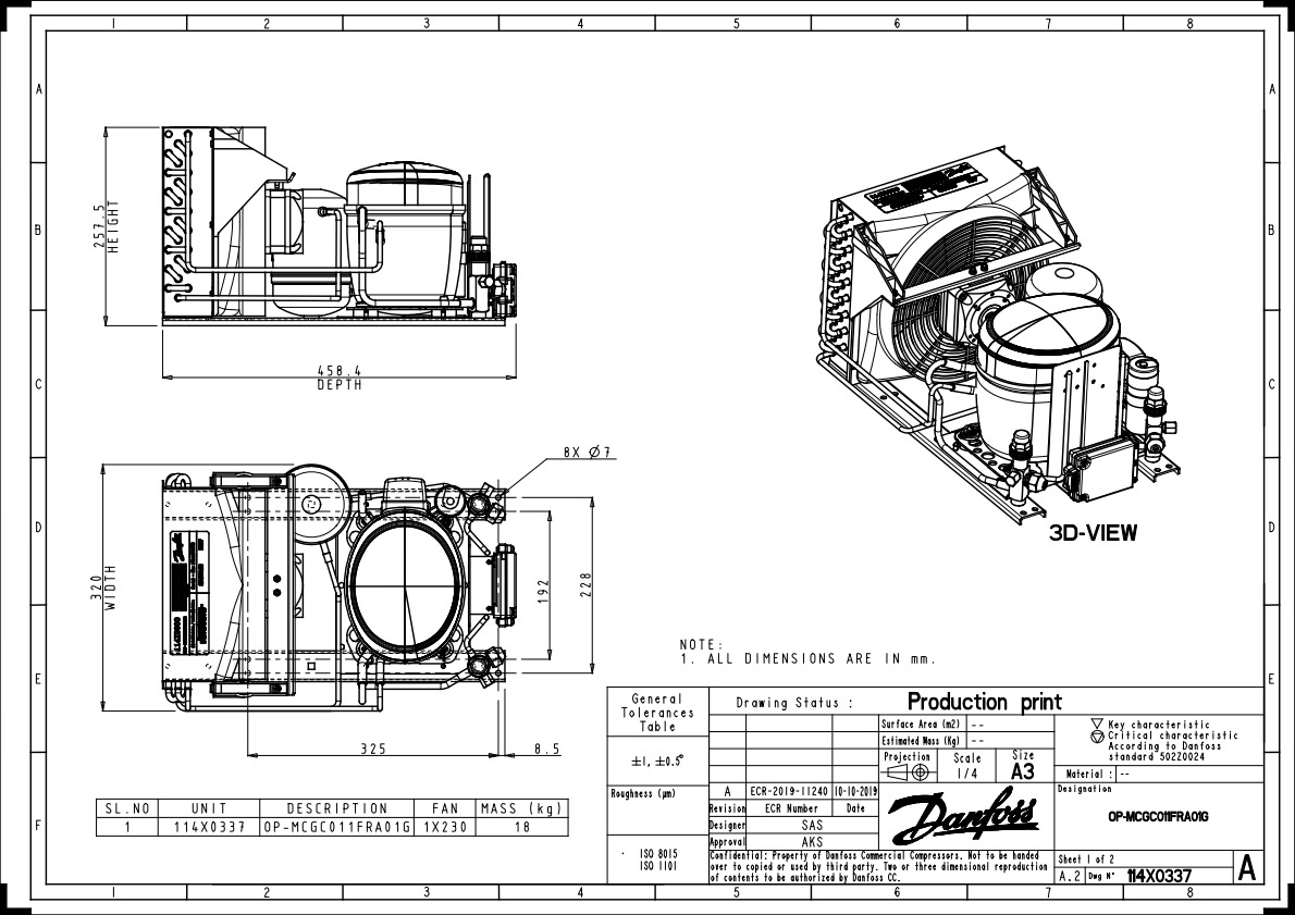 Danfoss OP-MCGC — компрессорно-конденсаторный агрегат OP-MCGC018SCA00G Агрегат компр.-конд. 114X0556  - Вид №10