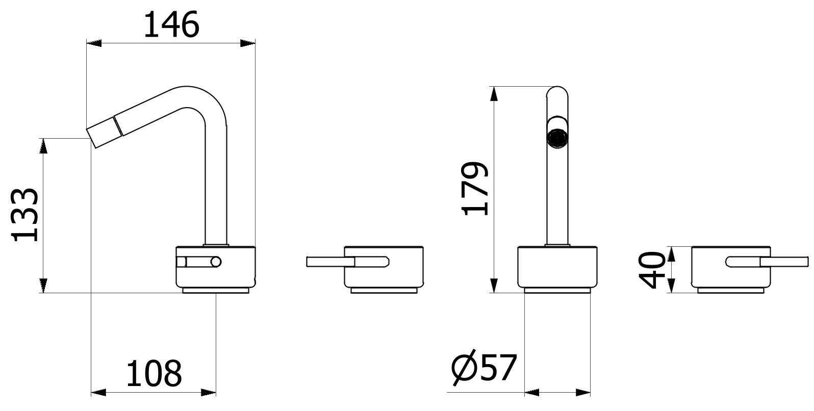 Смеситель для биде с 3 отверстиями для мраморной столешницы с автоматическим сливом IB мрамор + мрамор Elle ARCH-00121920 - Вид №24