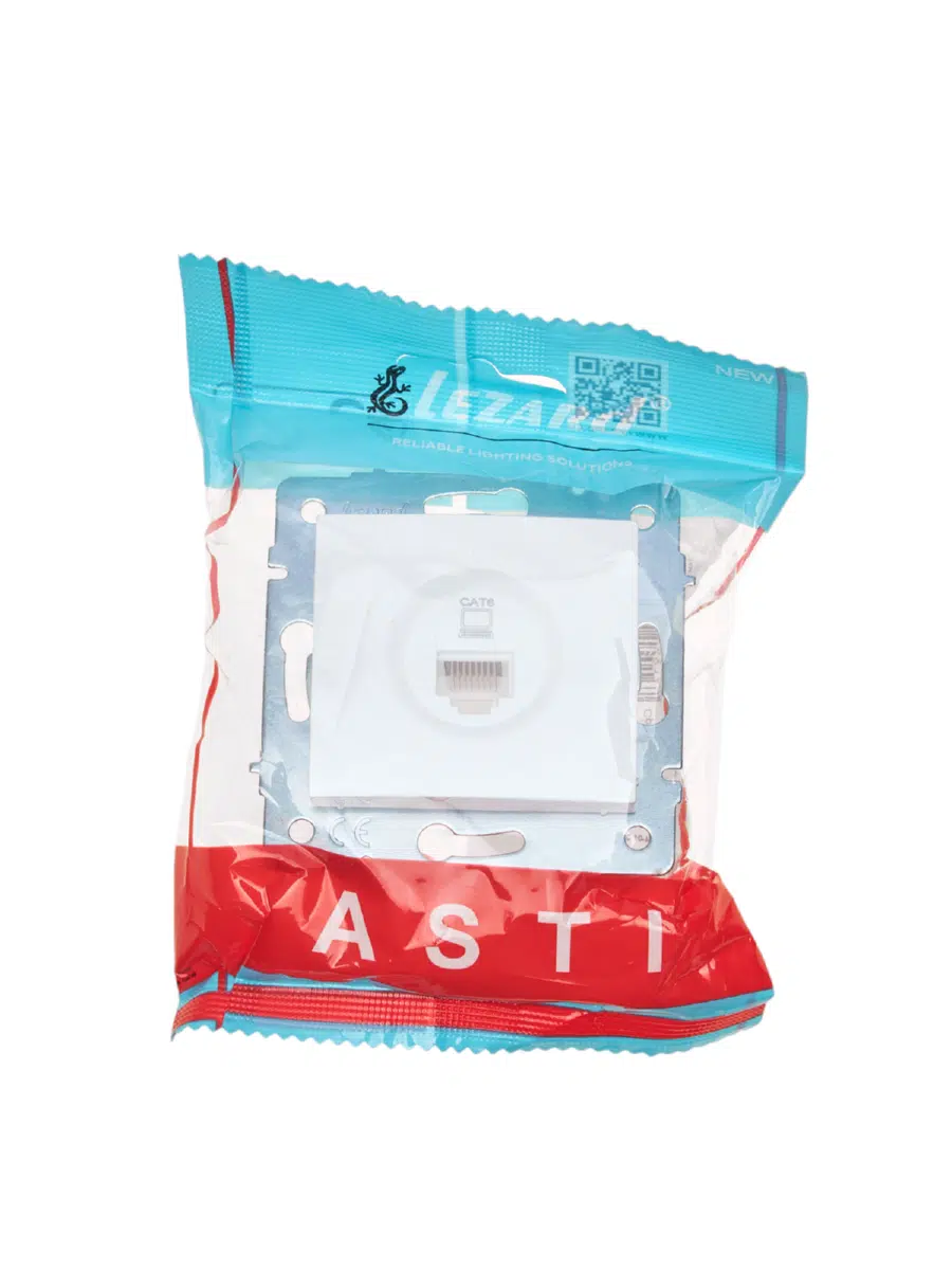 ASTI Розетка компьютерная белая механизм Cat 5e LEZARD 7081-0288-140 - Вид №3