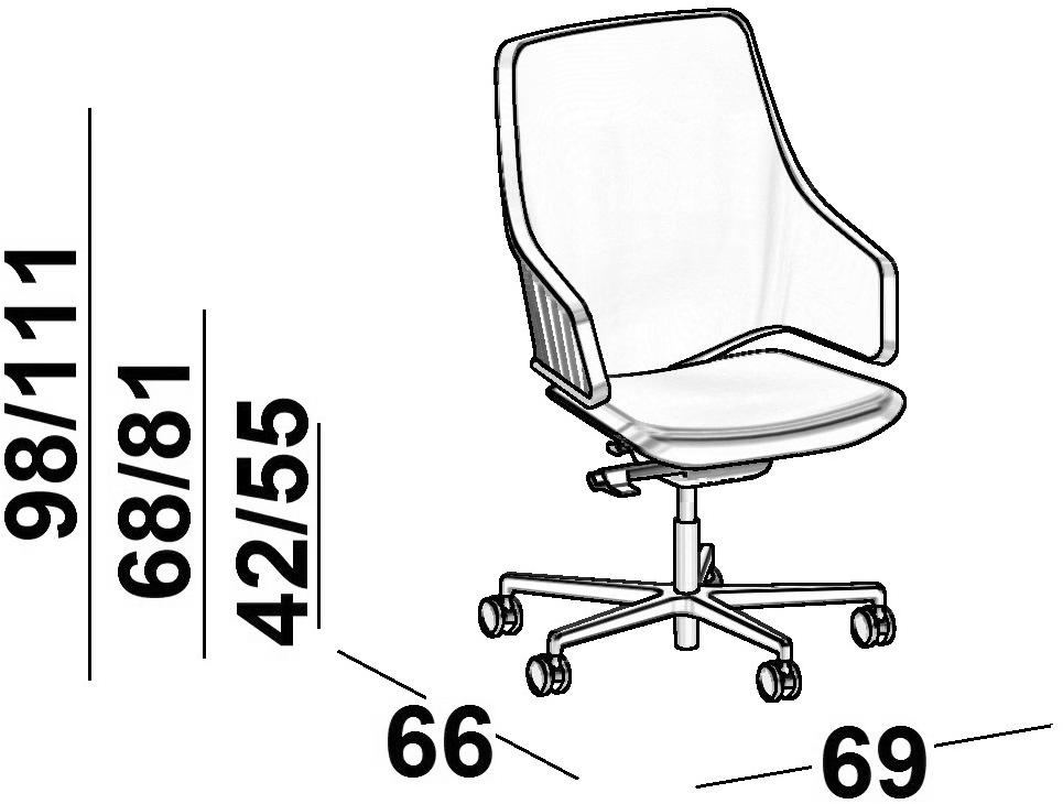 Luxy Регулируемое по высоте офисное кресло с 5 спицами и колесами Italia sun-id-1477130 - Вид №4