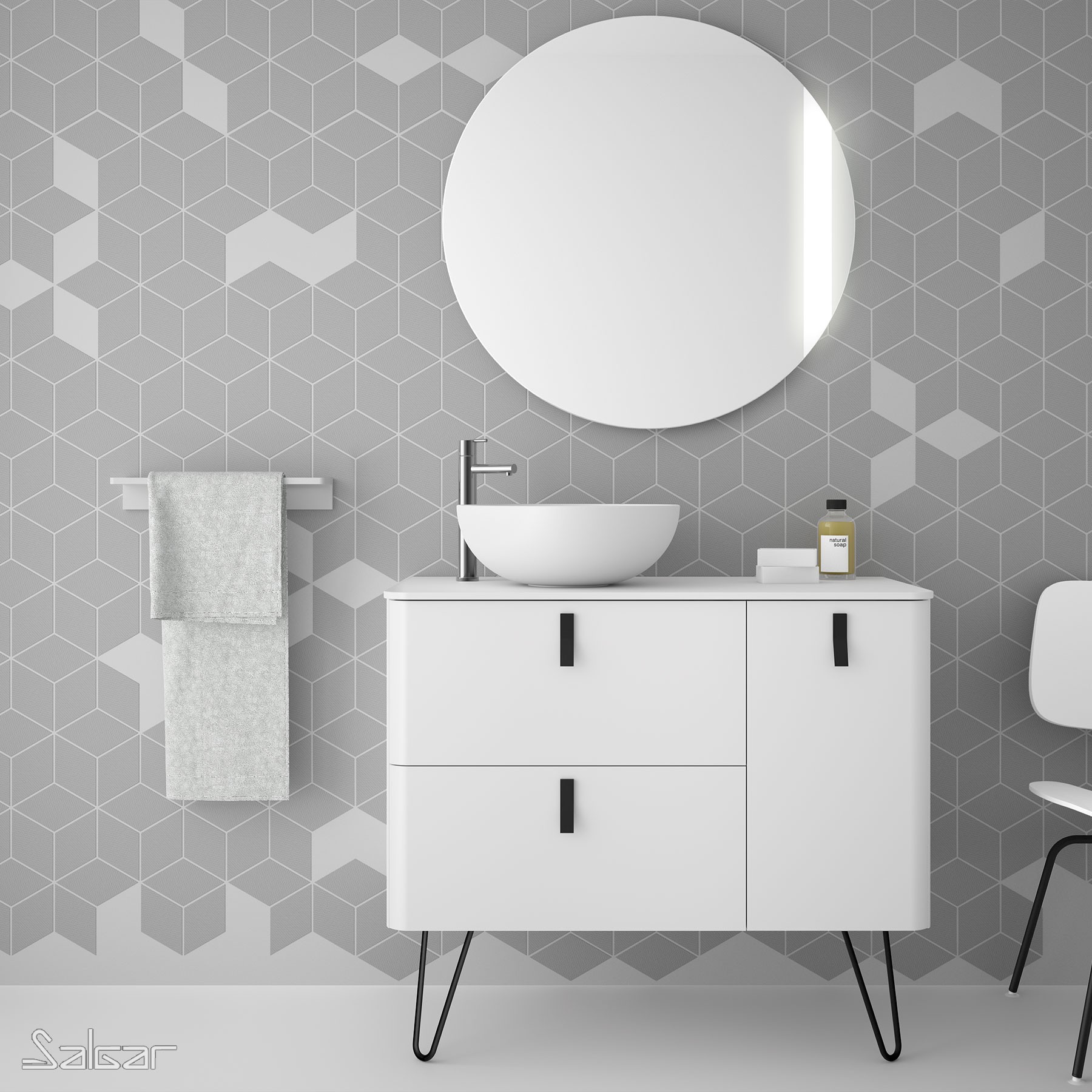 24730 SALGAR Полка для полотенец 401 - 600 мм SOLID SURFACE  - Вид №2