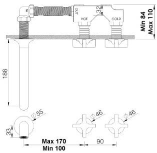 rvb Комплект для ванны из хромированной латуни с 5 отверстиями и ручным душем Times 4073.--.70 - Вид №1