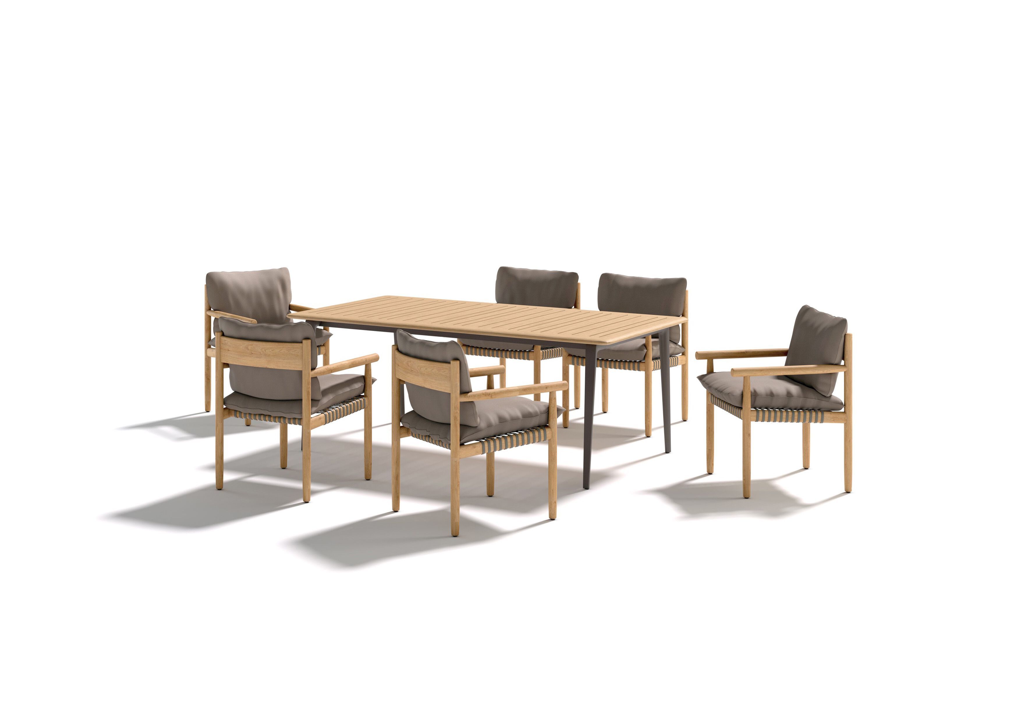 Садовый стул из тикового дерева и ткани с подлокотниками DEDON TIBBO ARCH-00125586 - Вид №7