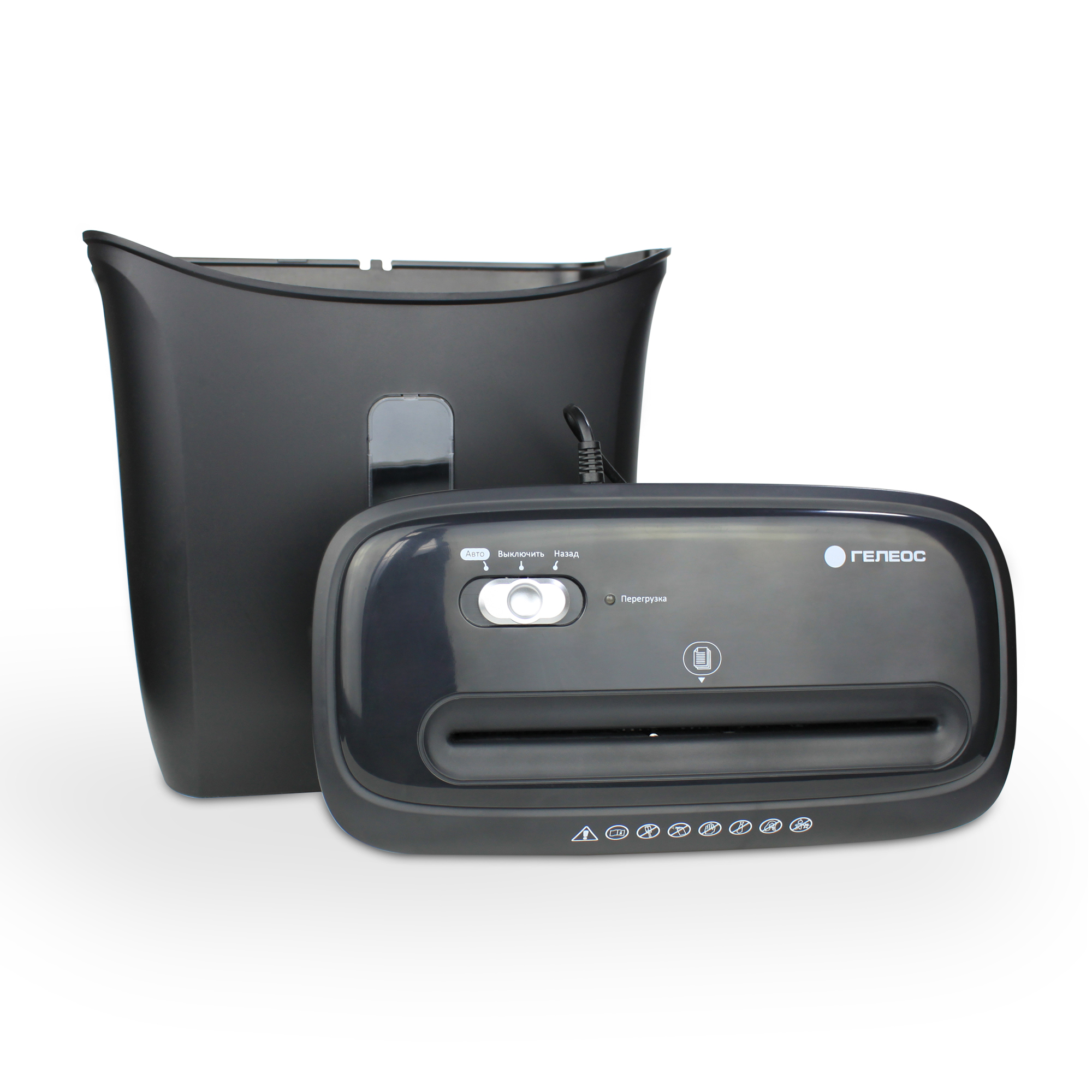 УД14-5 Уничтожитель документов , din p-5 (5 ур-нь секр.), фрагмент 1,9х12мм, 4-6 лист (70г/м2), пл. карты/скобы, 14 литров Гелеос Santreyd  - Вид №2