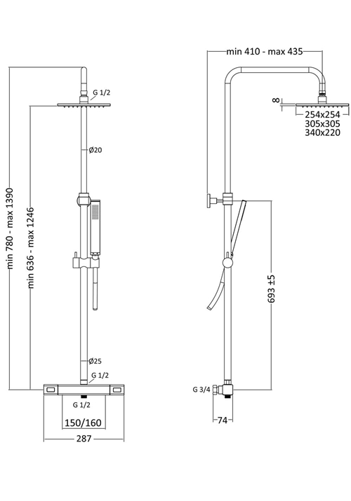 1381725 Душевая Головка Mix Square 150Cc M 340X220Mm Hafa  Хромированный  - Вид №1