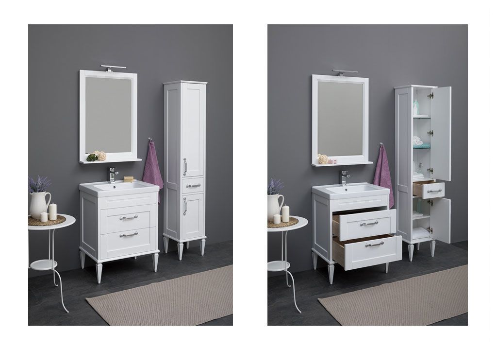 Шкаф-пенал для ванной Aquanet Денвер 36 R белый 00199214 - Вид №3