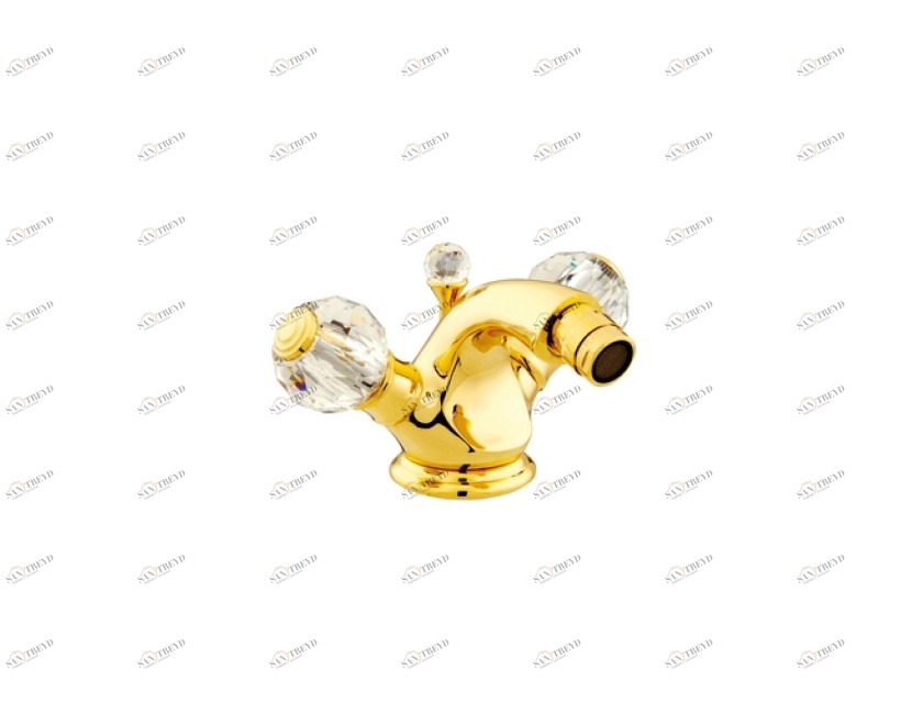 036125.000.00 Смеситель для биде на одно отверстие с кристаллами сваровски Золото 24К Mestre Atlantica