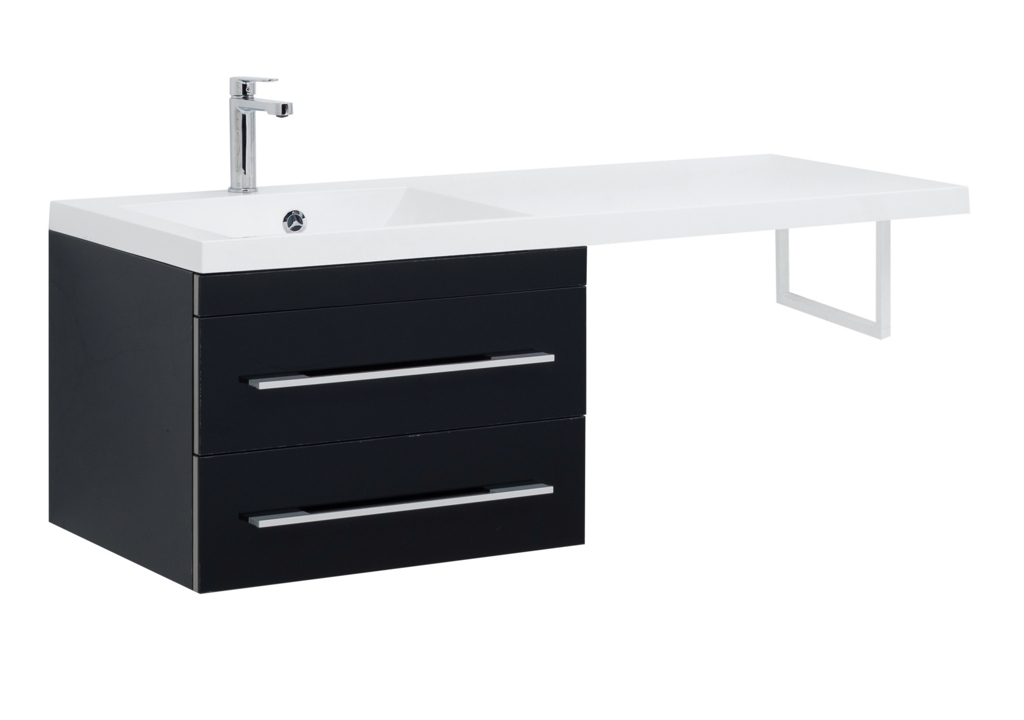 Тумба с раковиной Aquanet Верона 120 L черный (подвесная, 2 ящика) 0018017500239565 - Вид №4