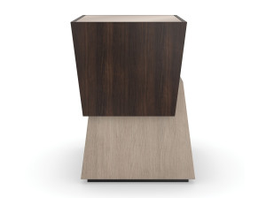 Высокий квадратный деревянный журнальный столик с зеркальной стеклянной столешницей