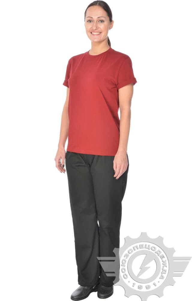 61033 Футболка "Престиж" бордовая  Одежда для официантов  размер XS (44) Спецодежда  - Вид №10