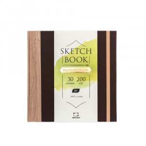 401400 Скетчбук для акварели Premium 200 г/м2 20 х 20 см твердый переплет 30 л. Dark Малевичъ