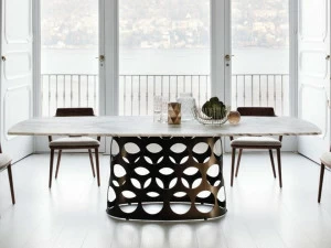 Porada Прямоугольный обеденный стол из мрамора calacatta gold Iron