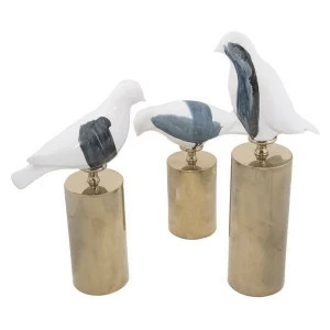 Статуэтка декоративная керамическая 37х8х15 см бело-голубая "Голубь" UNICO ПТИЦЫ 255464 Белый;золото;синий