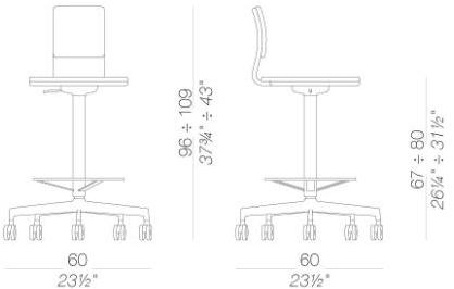 Lapalma Регулируемый по высоте табурет из ткани на колесиках со спинкой Lab S71 - Вид №4