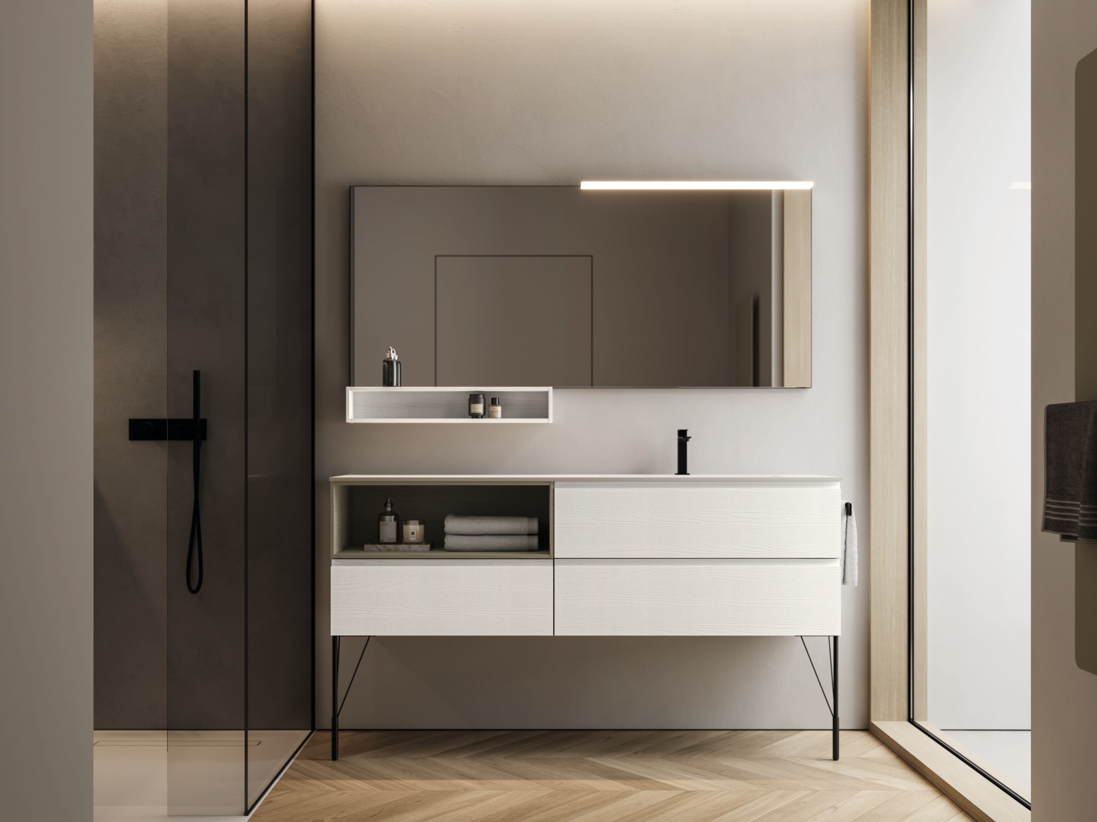 Напольный умывальник с зеркалом Ideagroup Seventy Form ARCH-00121406