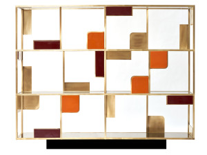 Латунный двухсторонний самонесущий книжный шкаф