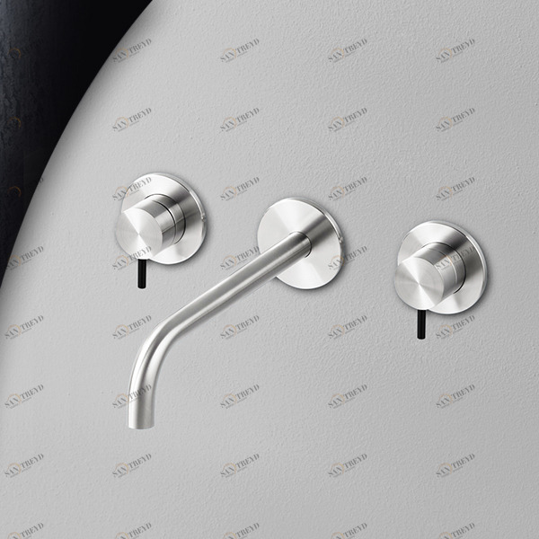 Смеситель для раковины сталь глянцевая с черной ручкой Toki Radomonte TKI29LCIL22