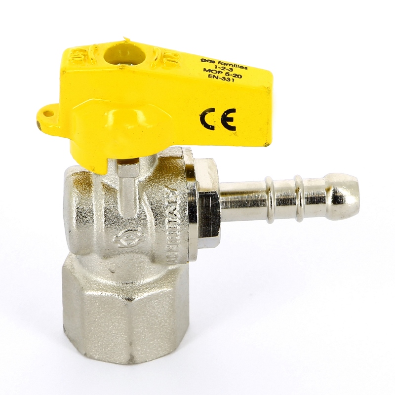 Кран шаровой для газа В-штуцер угловой NORMGAS флажок F.I.V. 1/2" FIV 8116R104