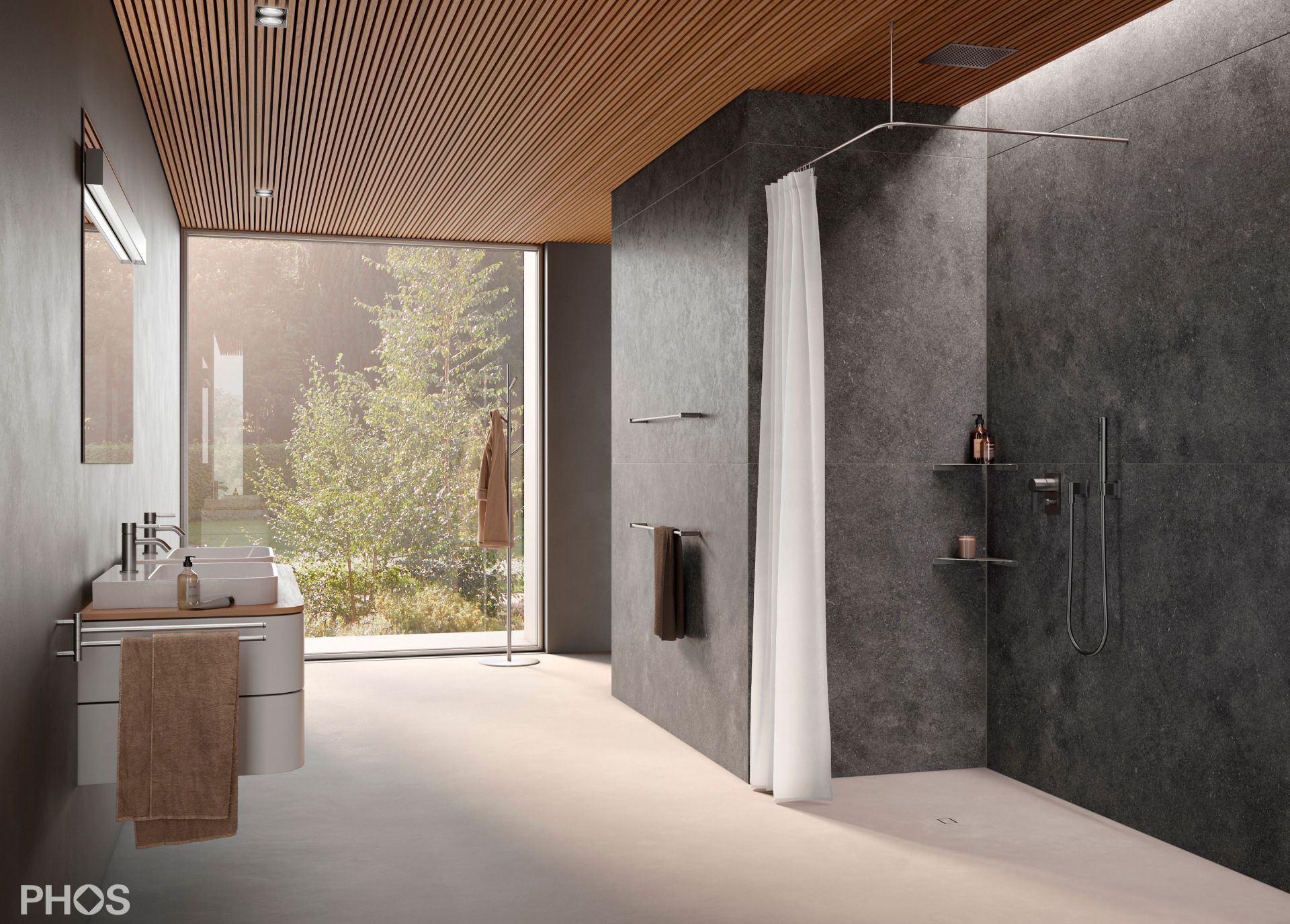 DSE850 Г-образный карниз для душевой занавески, 85 x 85 см, для привинчивания PHOS  - Вид №1