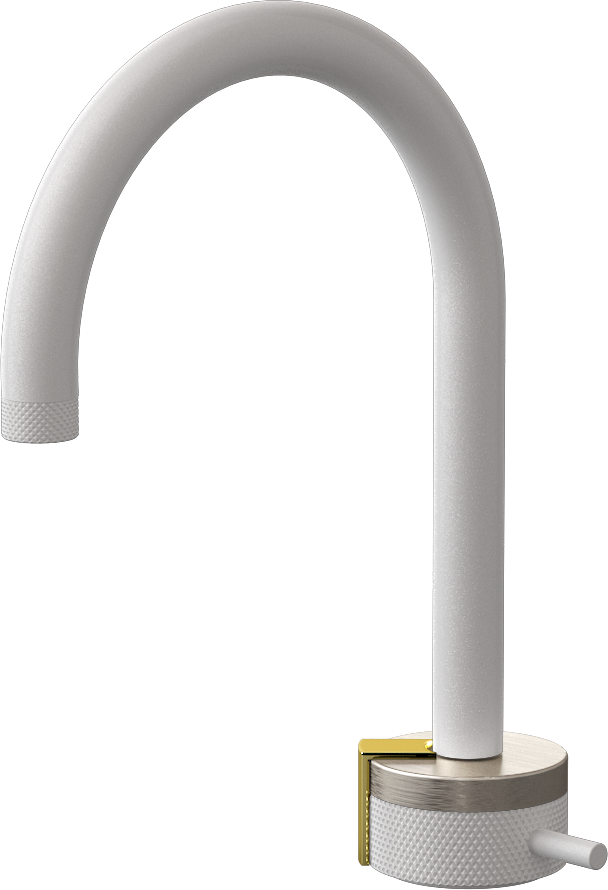 E-11502-R1BNi-L2PB-WT Однорычажный прогрессивный смеситель для раковины - излив 16см GRAFF MOD+