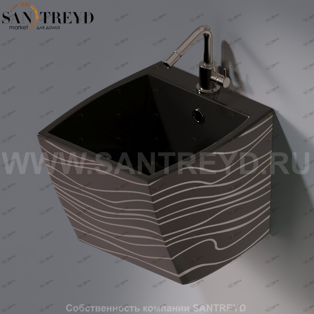 L253.411P Подвесная раковина настенная овальная A. e T. Italia SQUARE черная AeT ITALIA