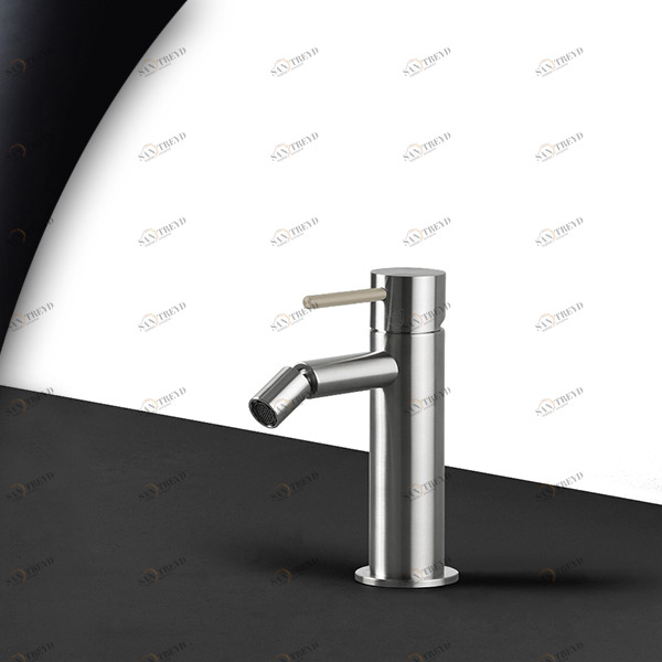 Смеситель для биде сталь матовая с бежевой ручкой Toki Radomonte TKS4SCIL18