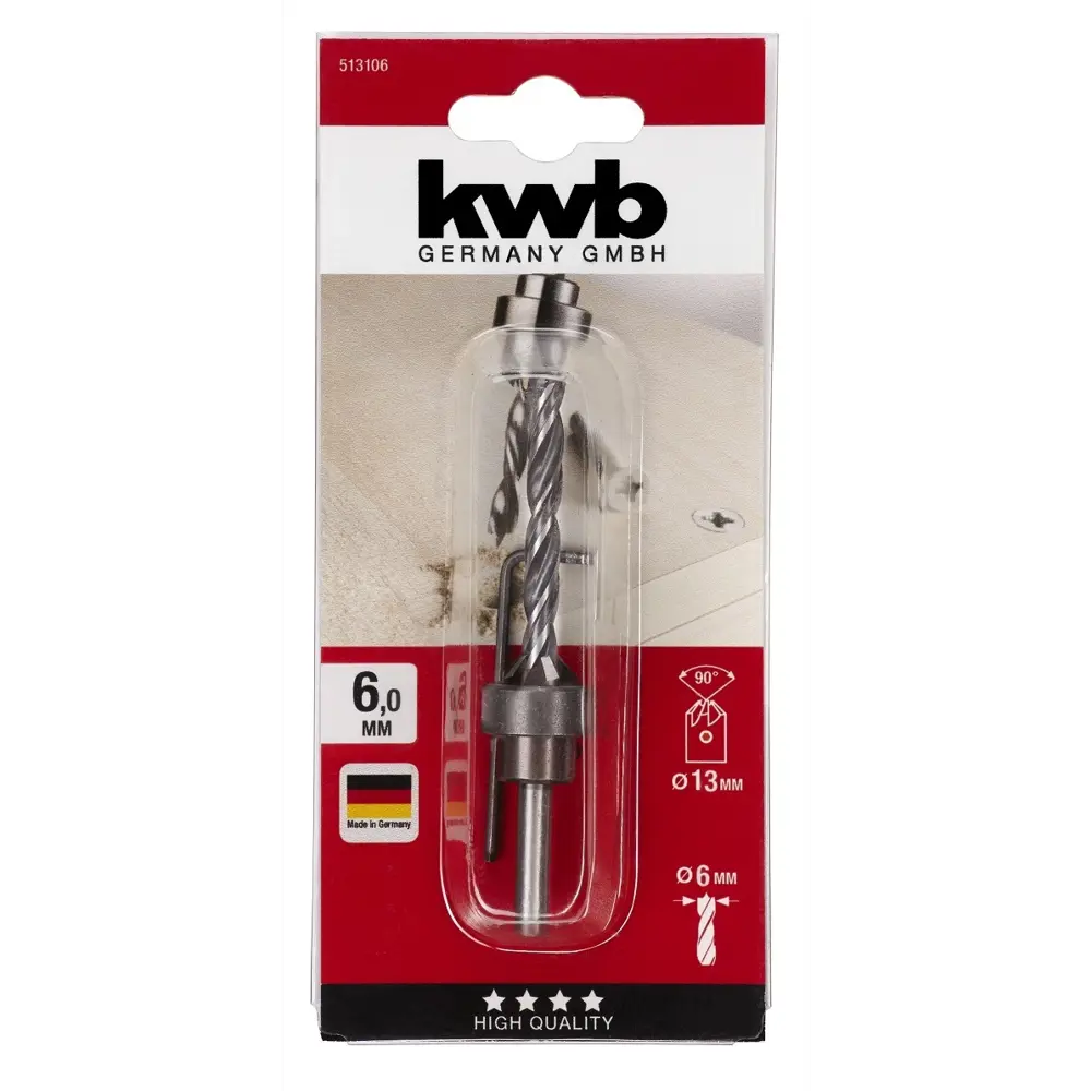 Сверло по дереву KWB 5131-06, с зенкером и ограничителем глубины сверления, 6x85 мм STLM-2122739 - Вид №1