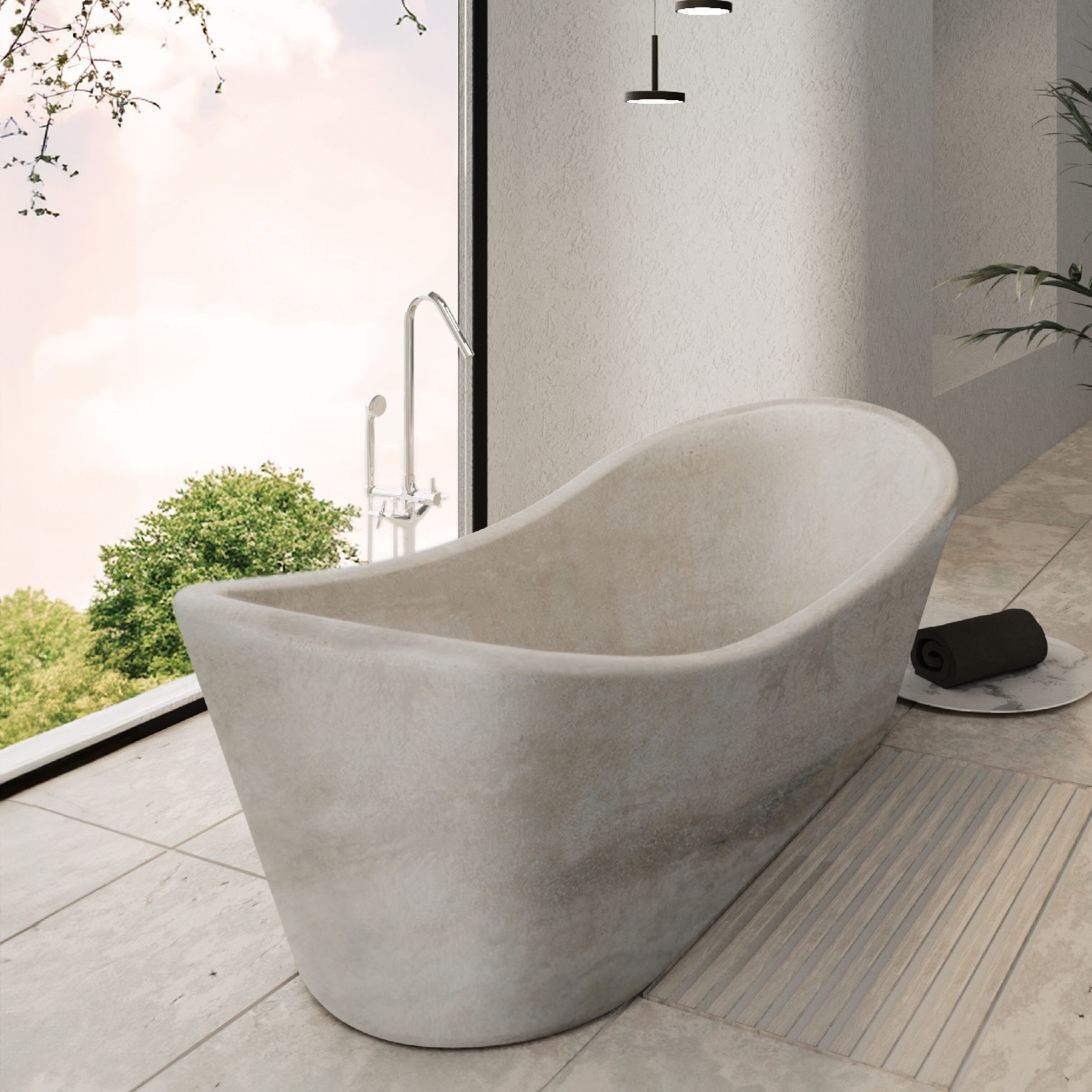 Ванна в центре комнаты из травертина VELTHA® Caresi ARCH-00026694 - Вид №1