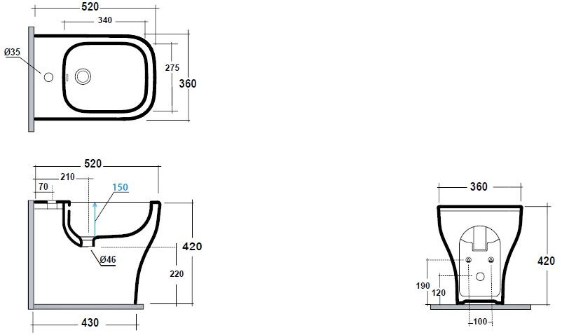 Syn230101 Биде напольное Synthesis eco Olympia Ceramica - Вид №2