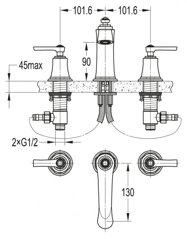Смеситель на раковину Cezares LIBERTY-F-BLS-01-W0 - Вид №1