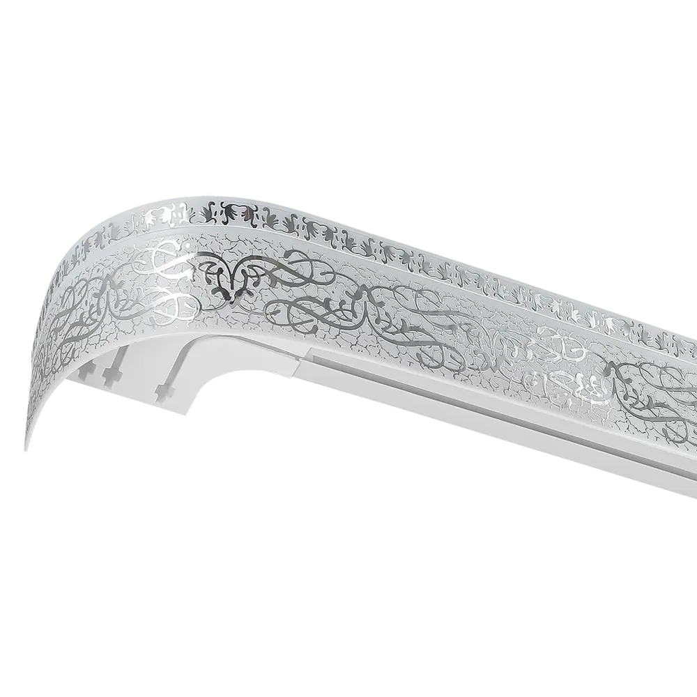 Карниз трехрядный Domlegrand Прима 160 см пластик цвет белый хром 82594942 STLM-2188947 