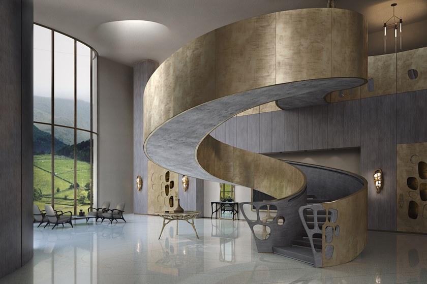 Bellotti Ezio Деревянный стол и стеклянная поверхность с отделкой из жидкой бронзы Gea 2019-40 - Вид №2