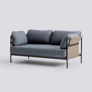 Софа Can двухместная с черным основанием и обивкой цвета хаки