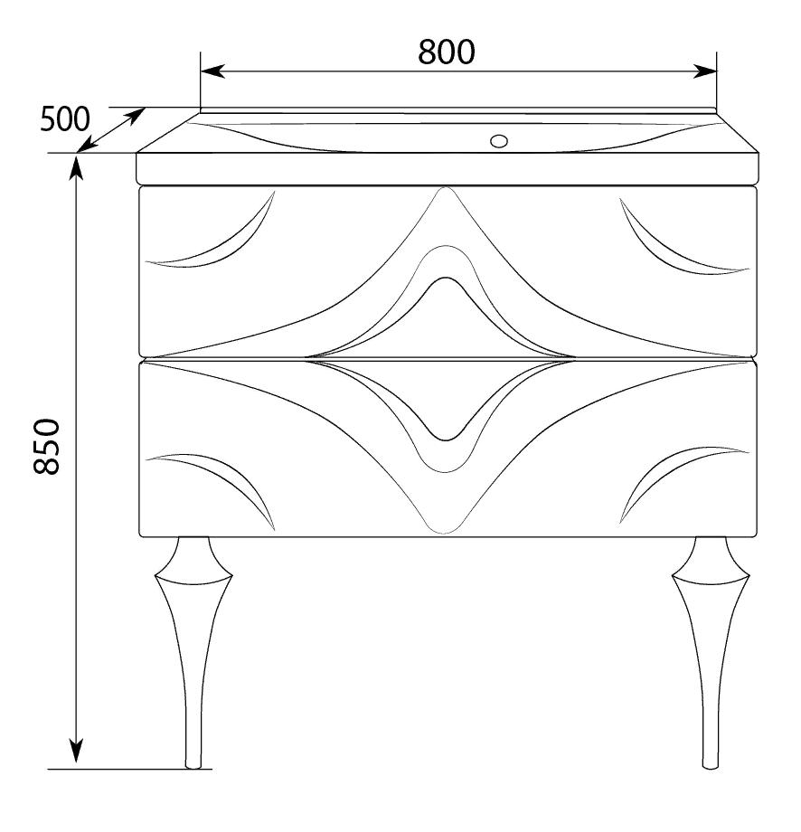 У67285 Тумба с раковиной Angel 80П 2в.я. White 1 Marka Art - Вид №1