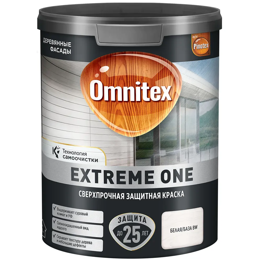 Фасадная краска Omnitex Extreme One полуматовая цвет белый база BW 0.9 л 89438511 STLM-2089710 