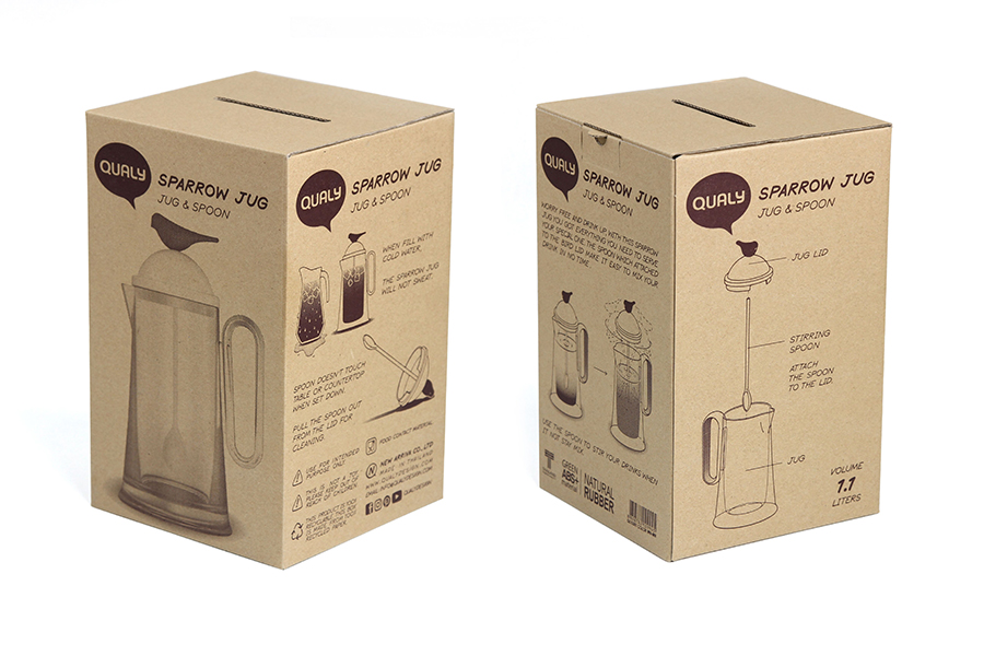 QL10301-WH-GN Кувшин sparrow с ложкой, белый с зеленым Qualy  - Вид №5