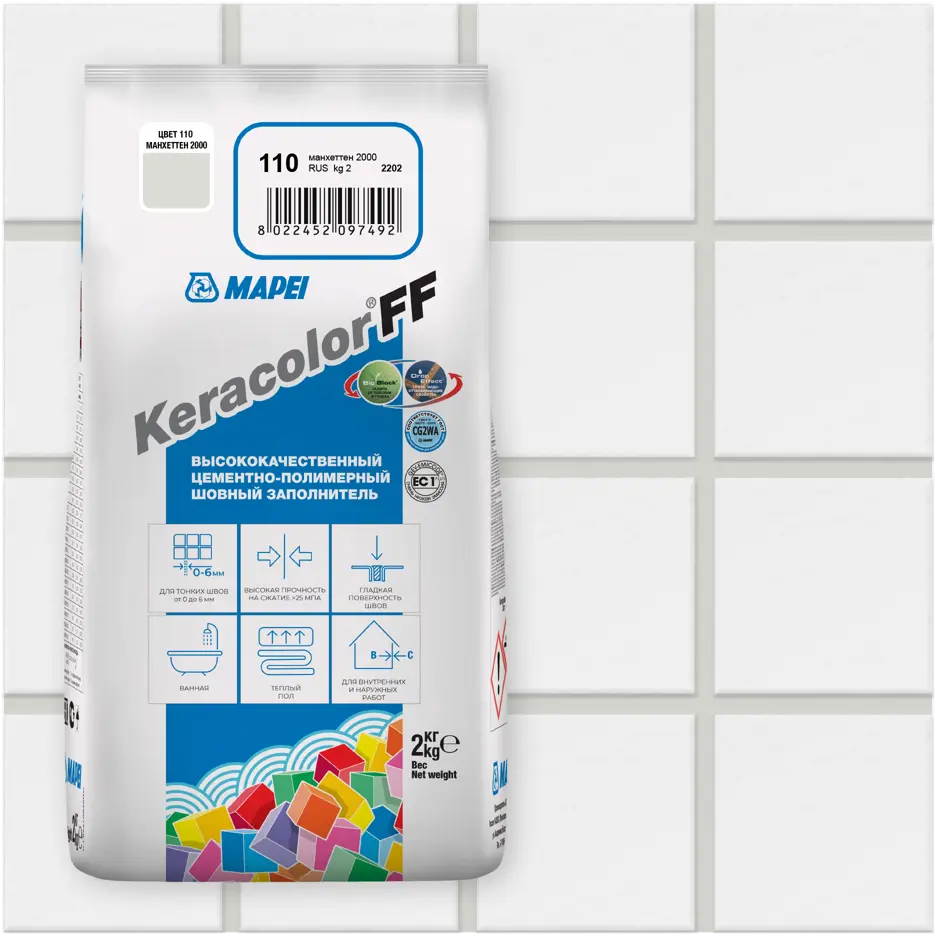 Затирка MAPEI Keracolor FF Манхеттен для плитки и мозаики 81981431