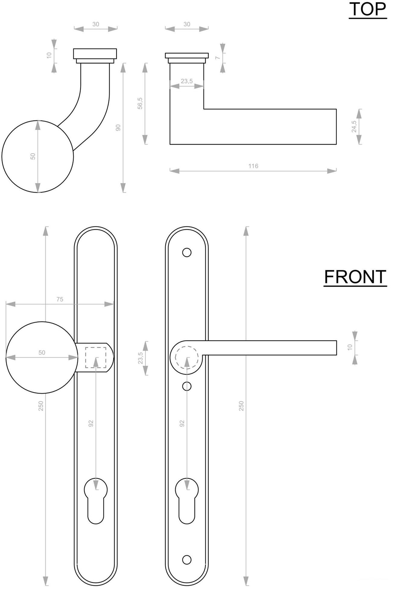 Dauby Бронзовая ручка с накладкой Pure® 15179 - Вид №1