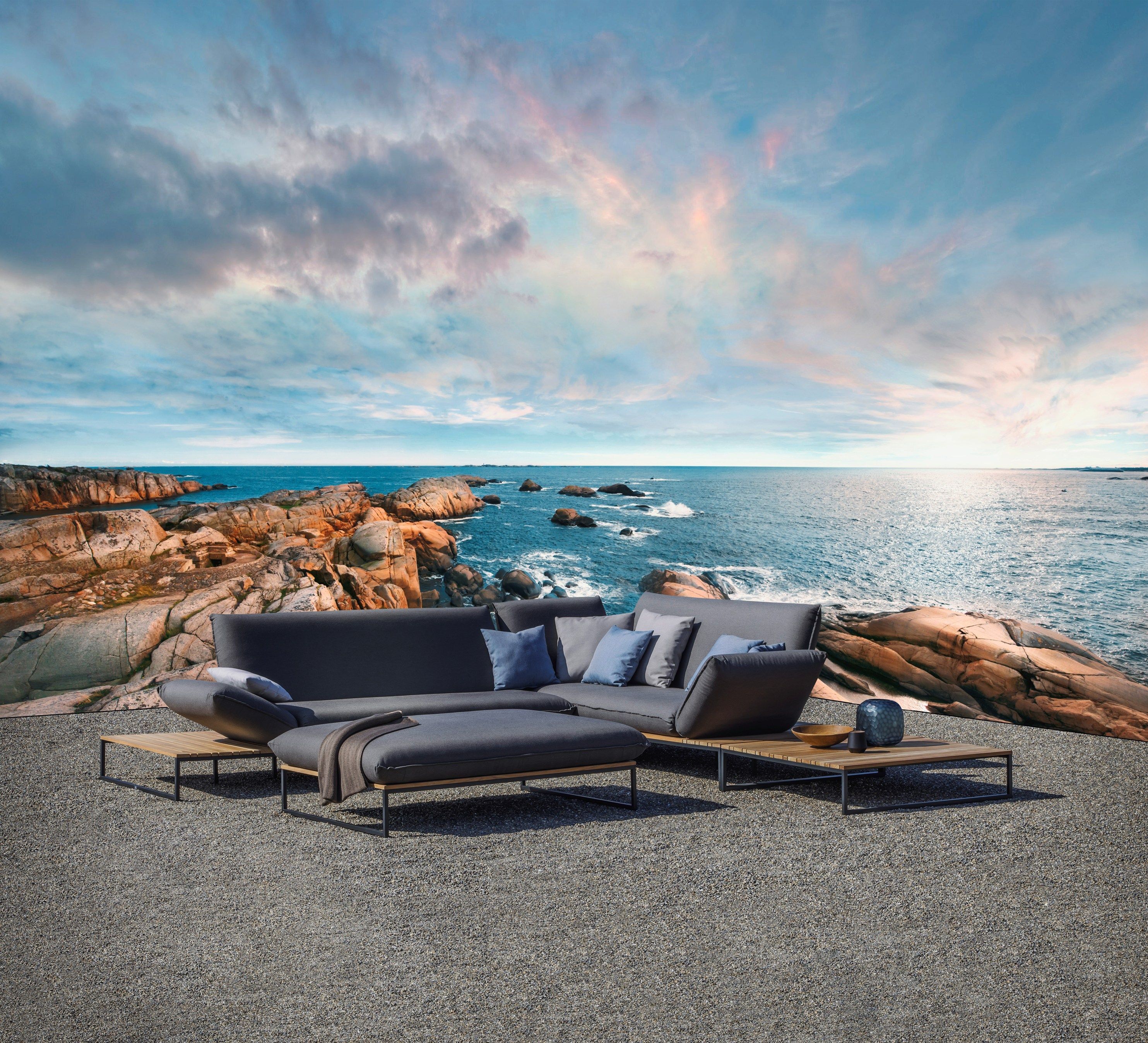 Угловой садовый диван из ткани FISCHER MÖBEL Флора ARCH-00103958 - Вид №1