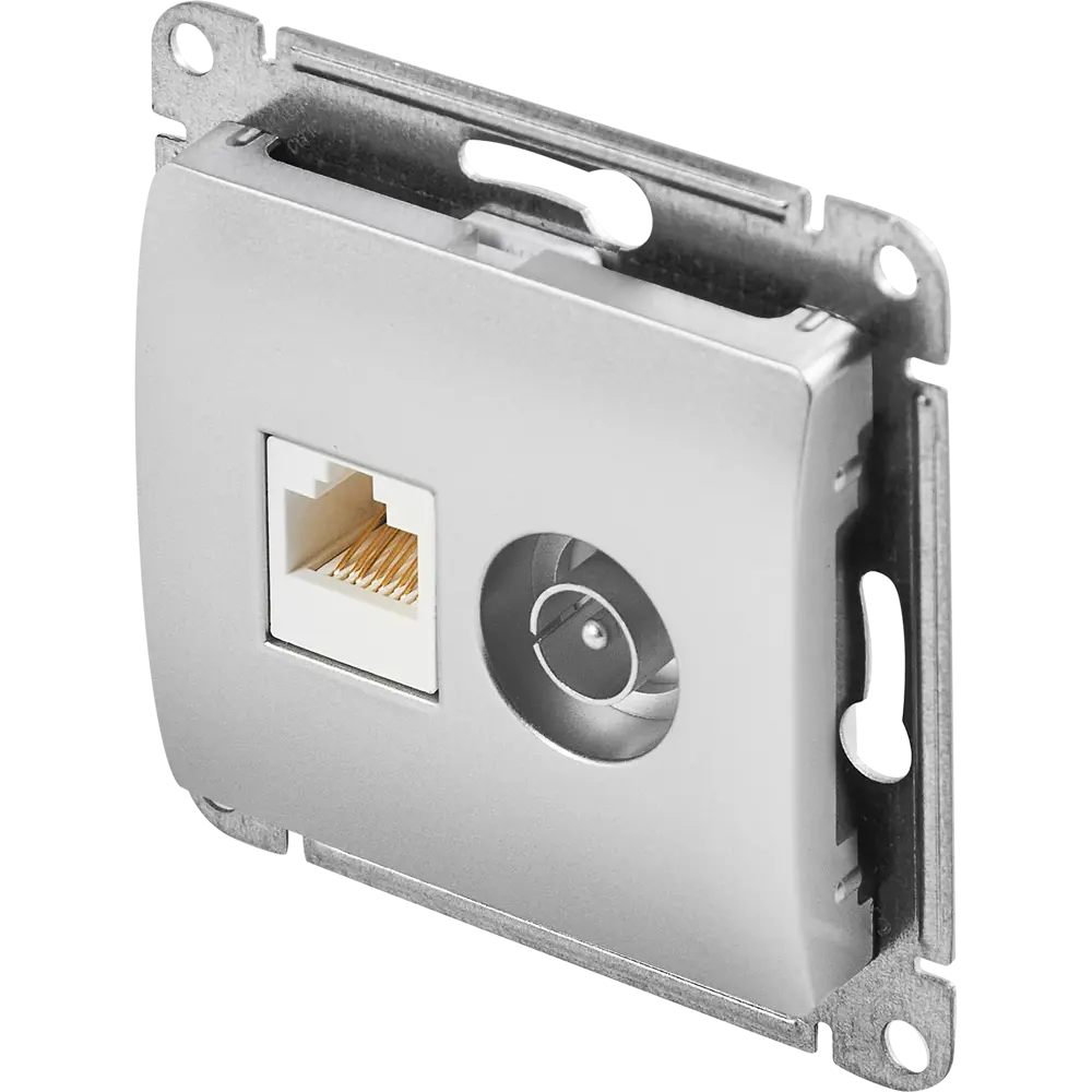 Двойная компьютерная розетка Schneider Electric Glossa для интернета и ТВ 86710164 STLM-0070784 - Вид №1