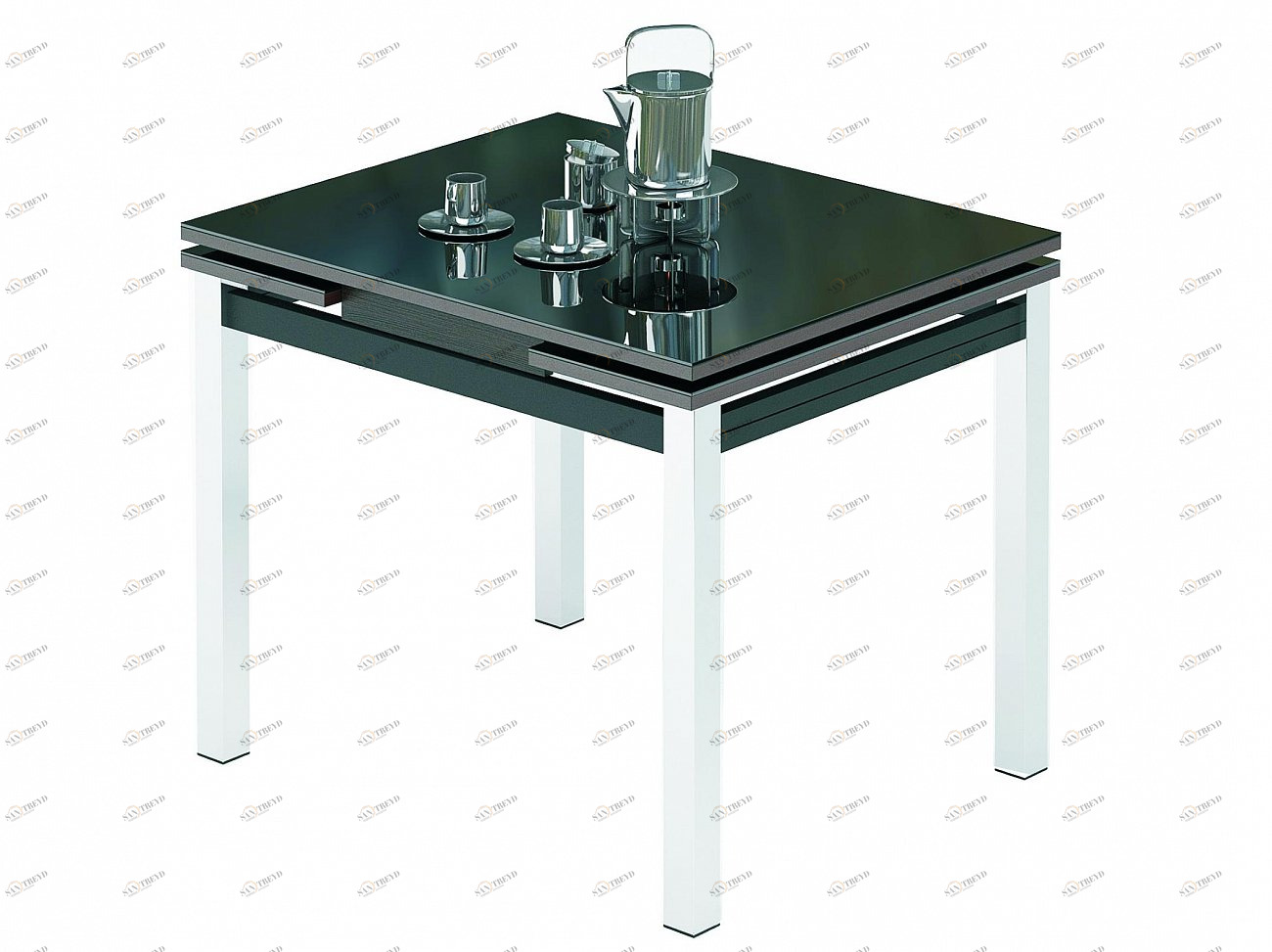 Обеденный стол раздвижной с черным стеклом венге Leset "Париж 1Р" IMPEX  00-3967142 Венге;черный 