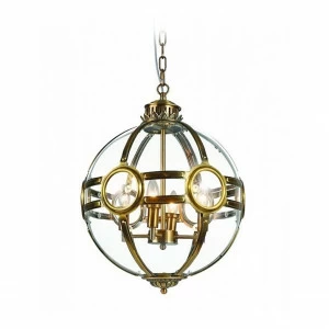 Светильник подвесной 43х31 см латунь Hagerty KG0516P-3 antique brass DELIGHT COLLECTION ДИЗАЙНЕРСКИЕ 00-3883060 Золото;прозрачный