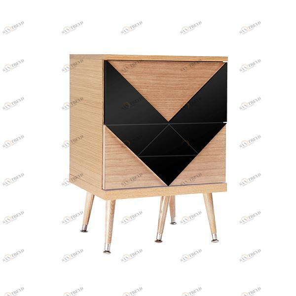 Прикроватная тумбочка с 2 ящиками черная Woo Twins WOODI  00-3965930 Бежевый;черный 