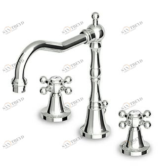 ZAG405 Смеситель для раковины на 3 отверстия с фиксированным изливом, с аэратором, сливом 1 1/4 ", гибкими соединениями. Zucchetti Agorà 